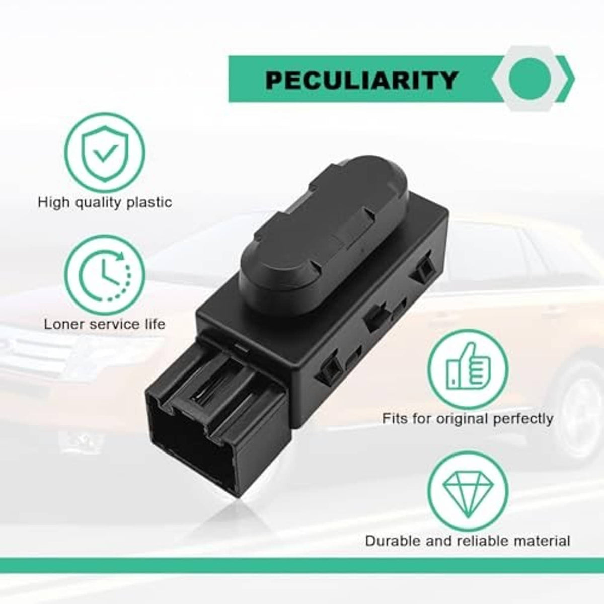 Black power seat adjustment switch with durable plastic housing and multi-port connector