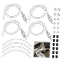 Motorcycle brake bleeder hose kit with four silver tubes, hoses, and small caps