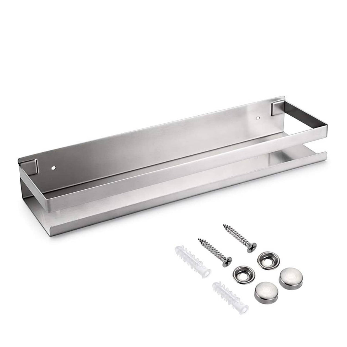 Stainless steel shower shelf, two-level ledges with mounting bracket hardware