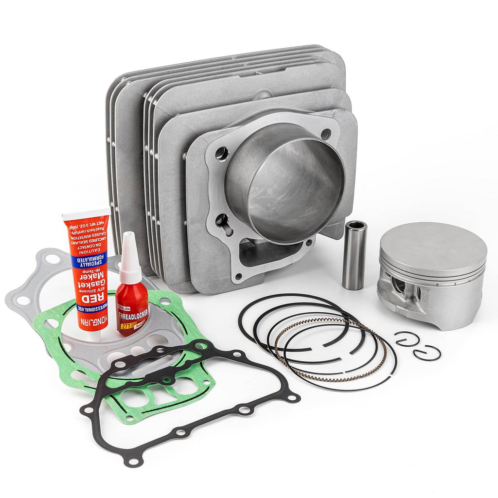 Complete cylinder piston kit with cylinder, piston, rings, gaskets, wrist pin, and glue