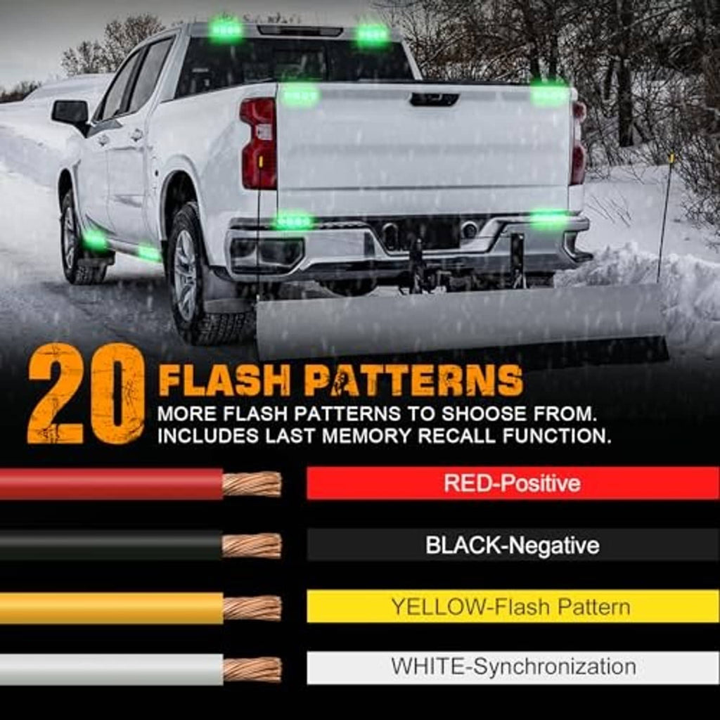 Truck rear grille strobe light kit with bright green LED lights