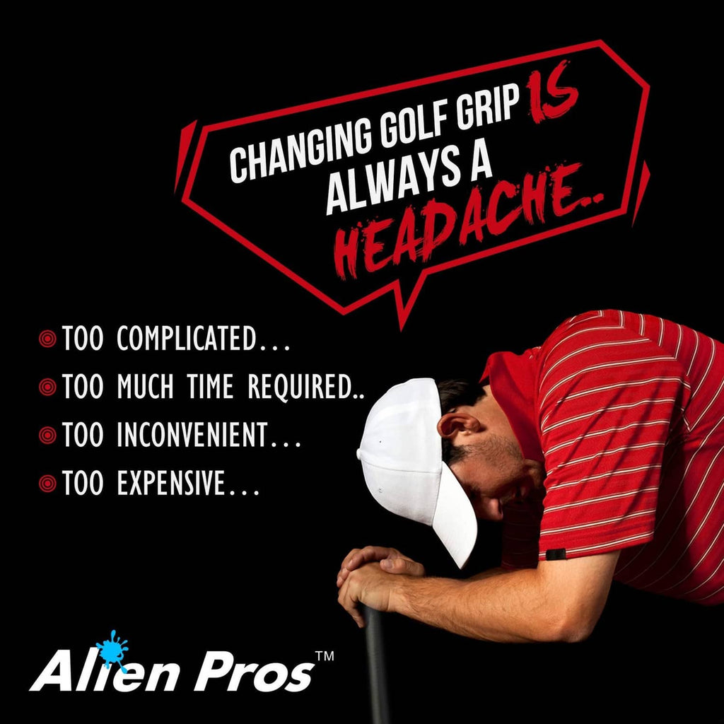 Golf grip wrap graphic with red Alien Pros message and branding