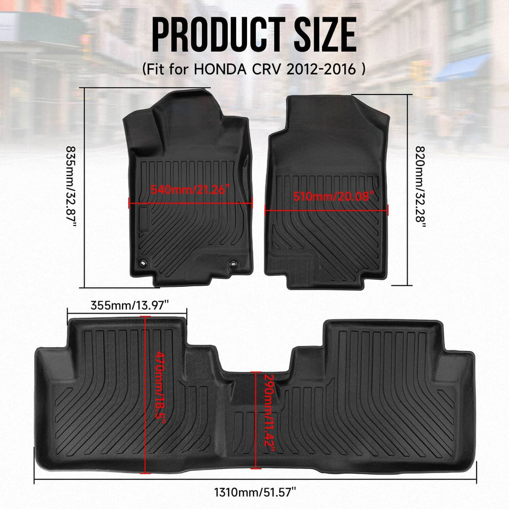 Black custom-fit TPE floor mat set with front and rear pieces, all-weather coverage