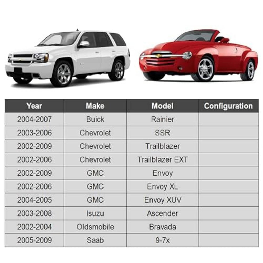 Front upper ball joint compatibility chart listing vehicle years, makes, and models