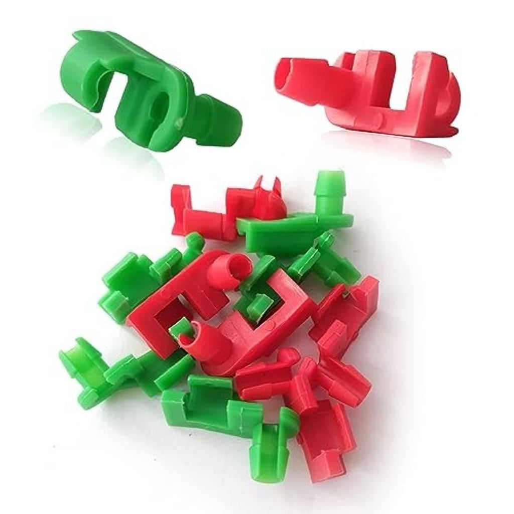 Tailgate handle rod retainers, green and red clips shown as pairs