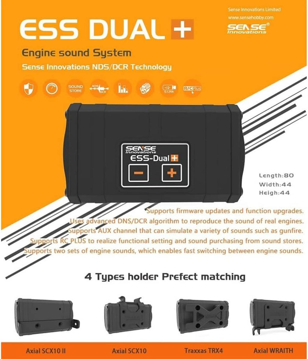 ESS Dual+ engine sound system retail box graphic with feature icons