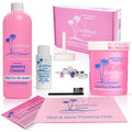 Caribbean Gem jewelry cleaner kit with bottles, brush, and gold & silver polishing cloth