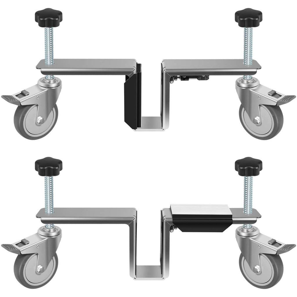Heavy door installation dolly kit with four caster wheels and two metal support frames