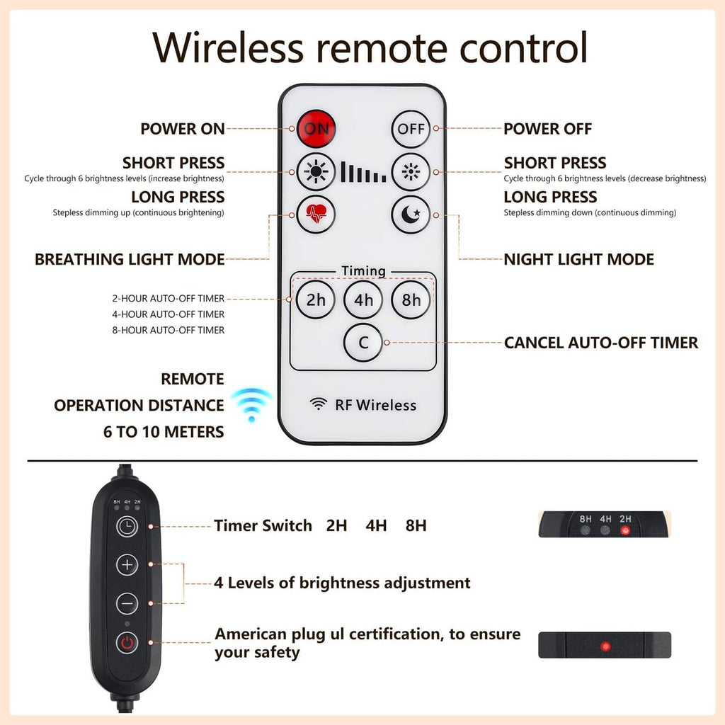Wireless remote control with buttons for candle warmer lamp timer and brightness modes.