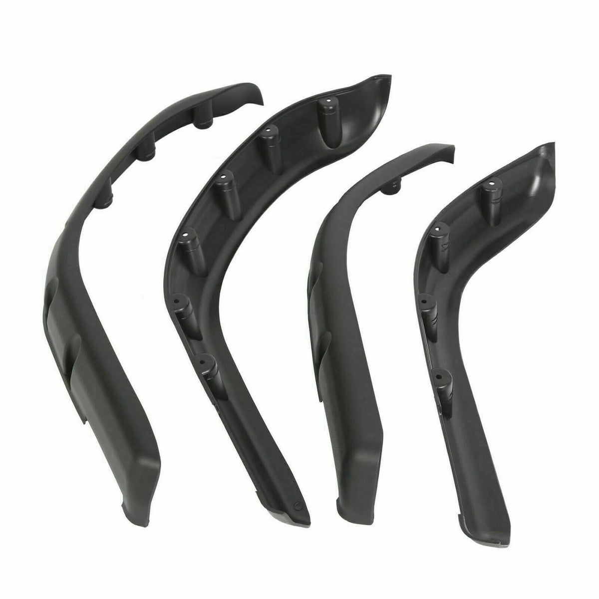 Black fender flare guards with inner contours, curved wheel-arch set