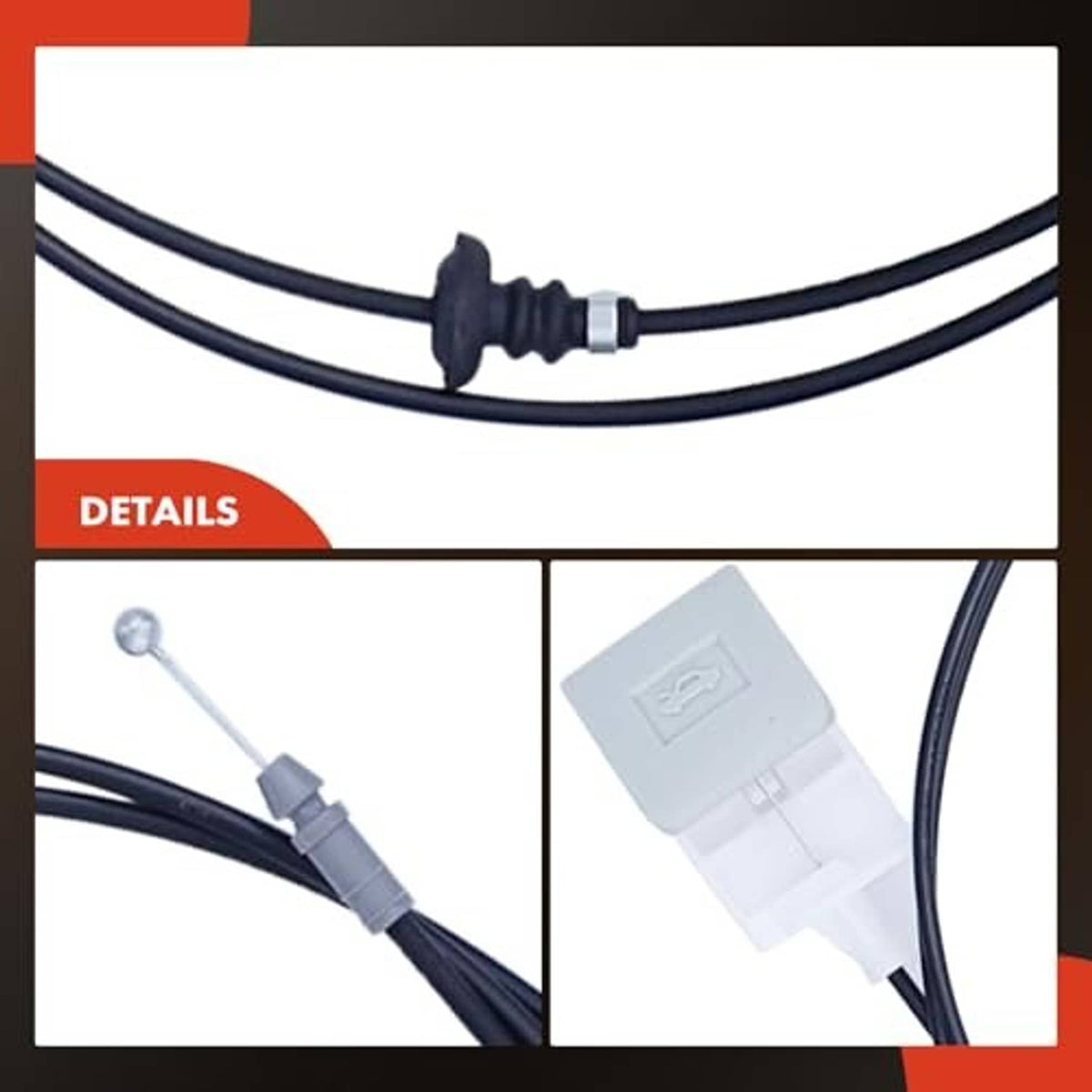 Hood release cable connector and cable loop detail, with plastic plug