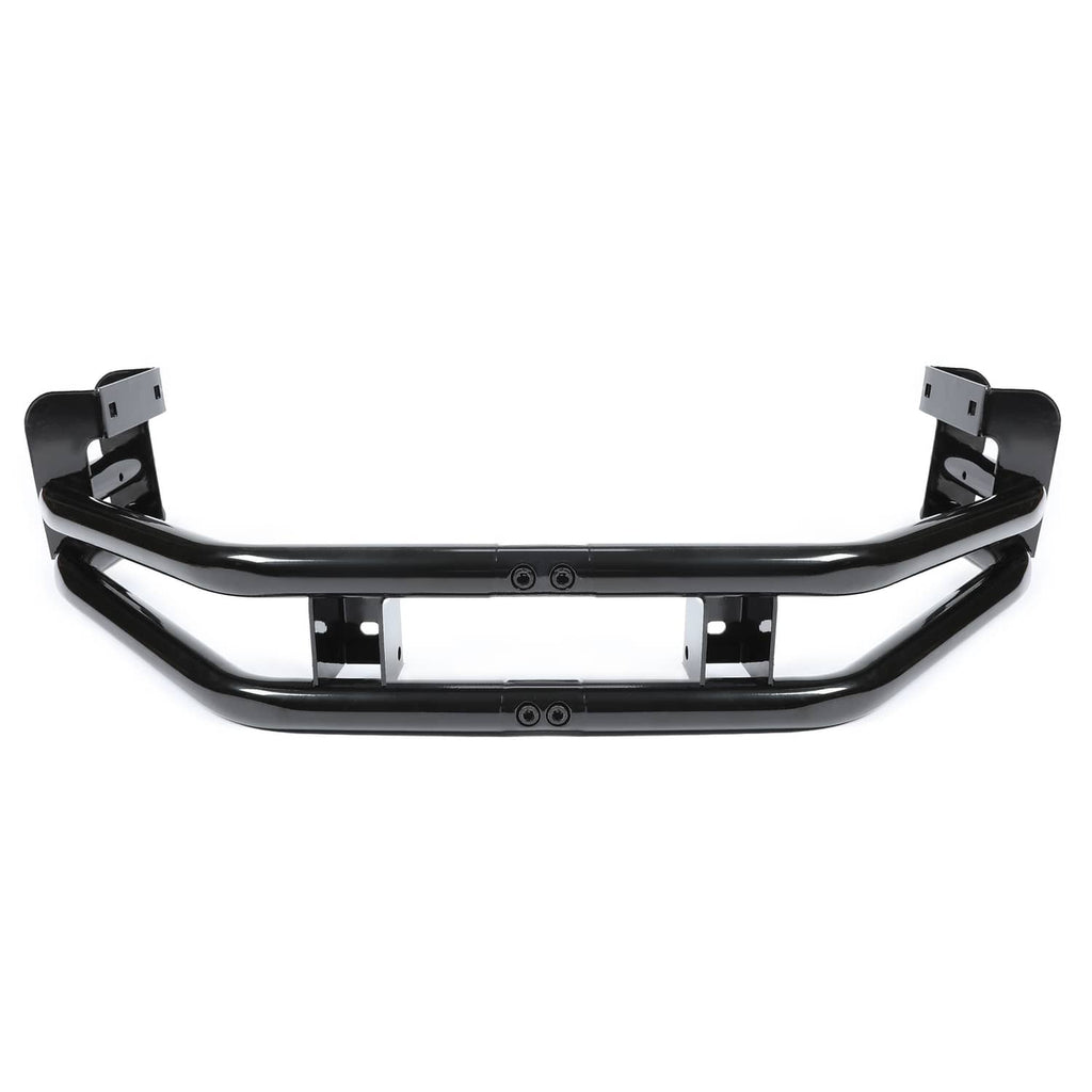 Black rear bumper bar assembly with side brackets and center mounting frame