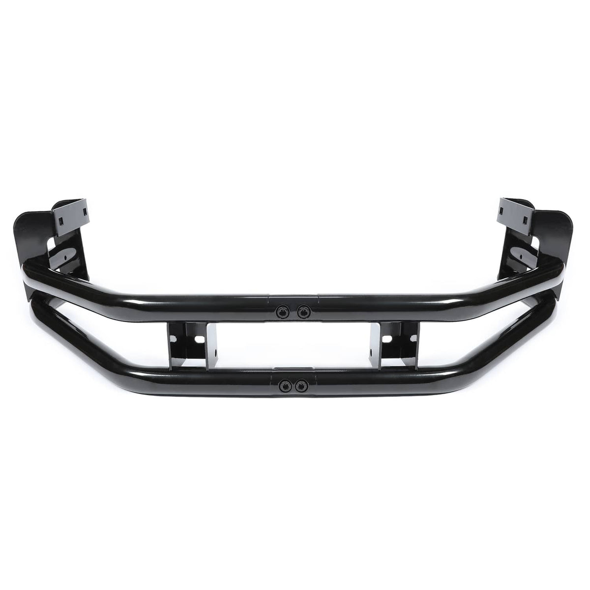 Black rear bumper bar assembly with side brackets and center mounting frame