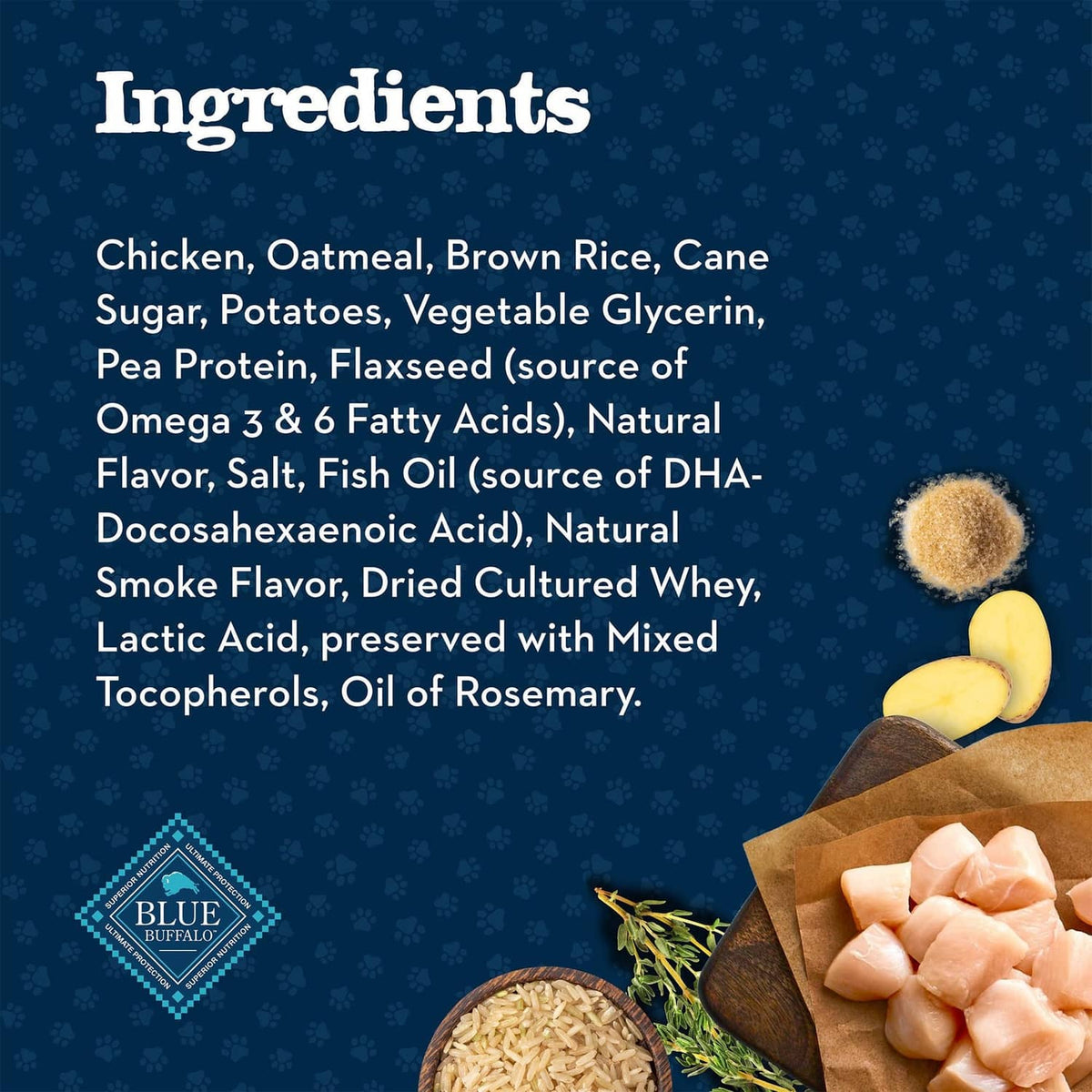 baby BLUE ingredients panel with listed ingredients and small product illustrations