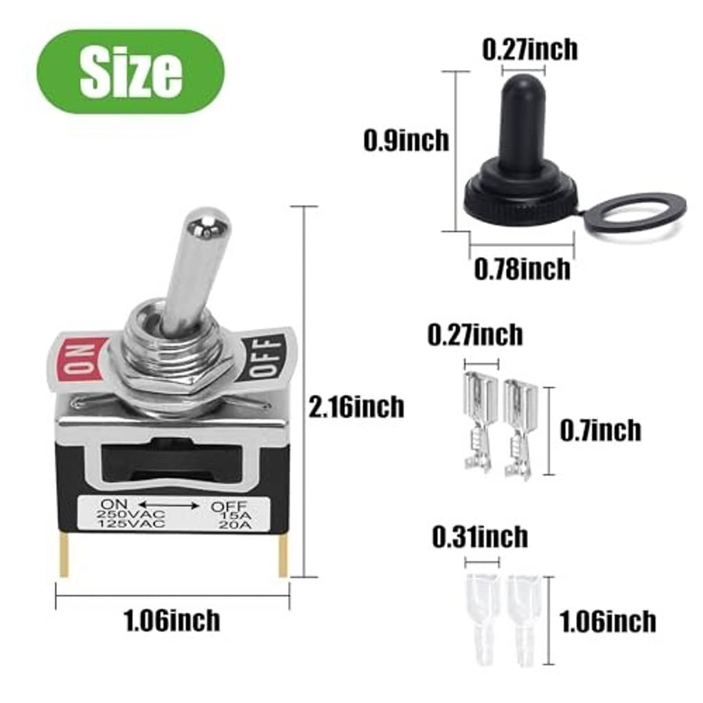 Measured electric tow/run switch with black knob, ring, terminals, and plug connectors