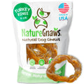 NatureGnaws Turkey rings 8 oz pouch with two orange-brown twisted chew rings