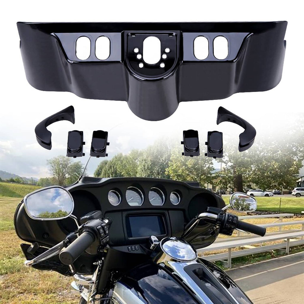 Black inner fairing switch cap cover with central oval opening and side slot cutouts