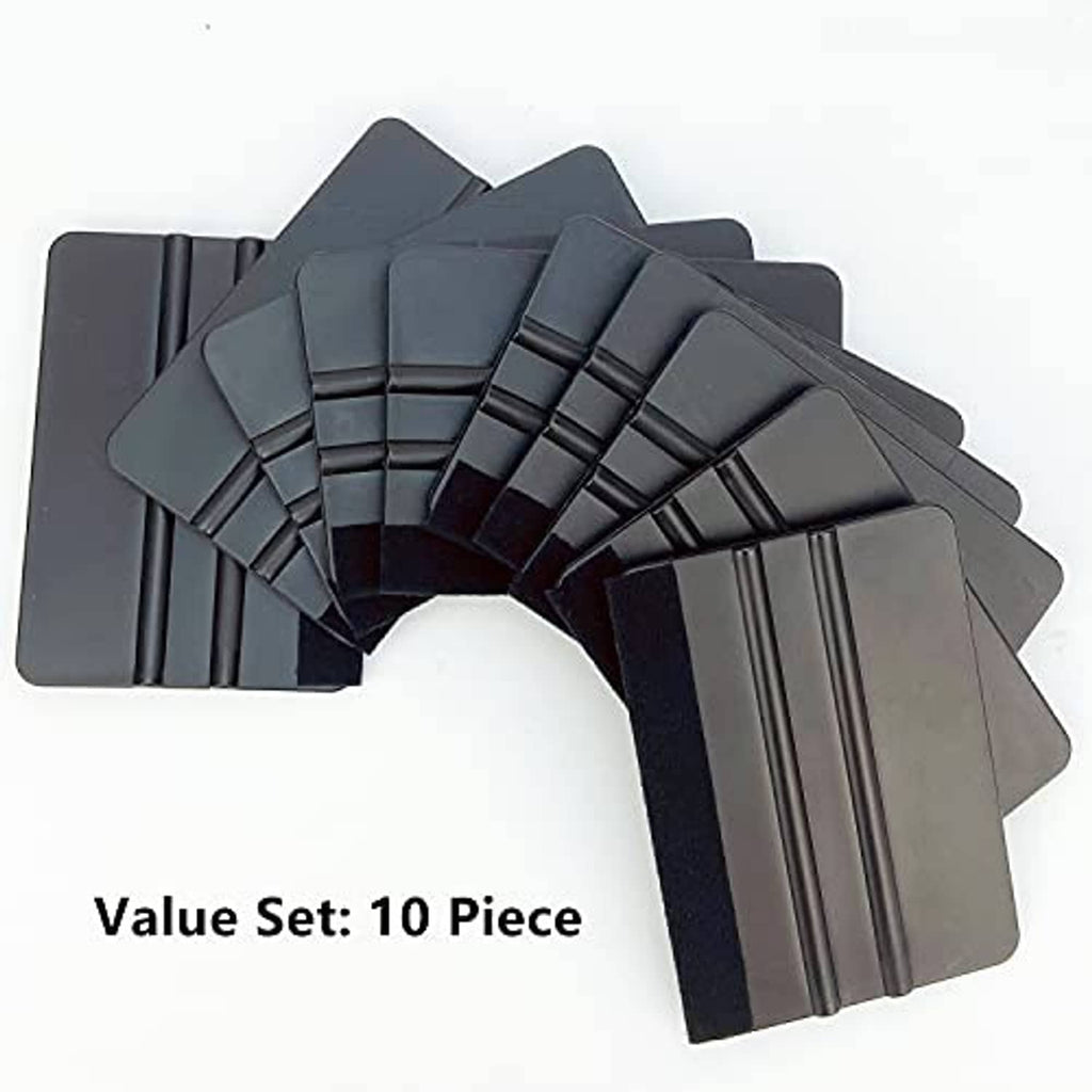 Vinyl squeegee scraper tool set with multiple dark gray pieces