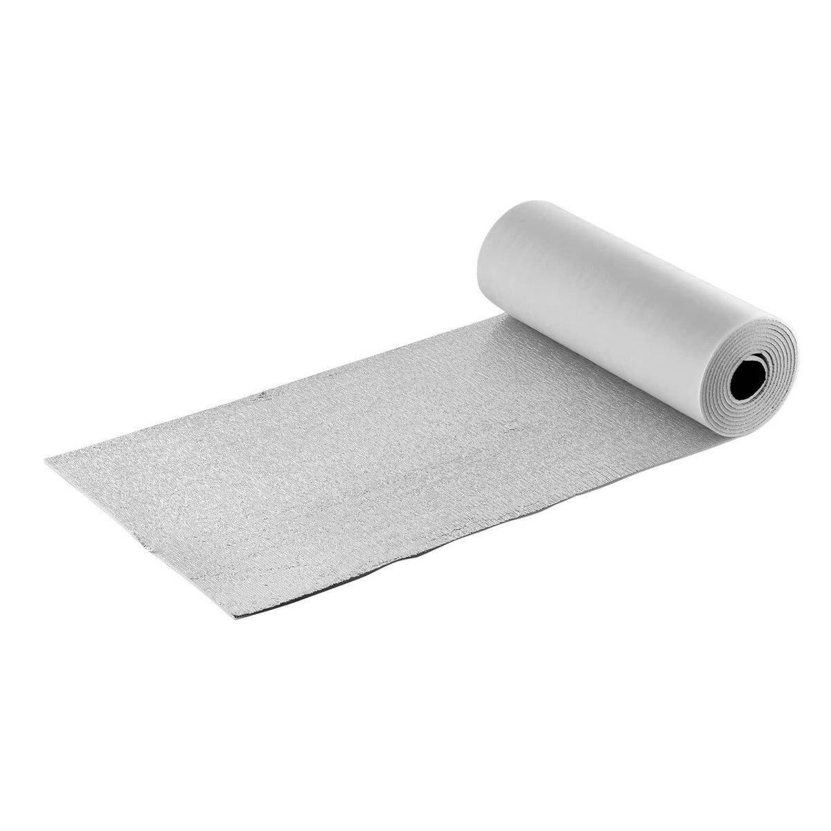 Reflective insulation roll sheet, gray felt texture with rolled cylinder edge