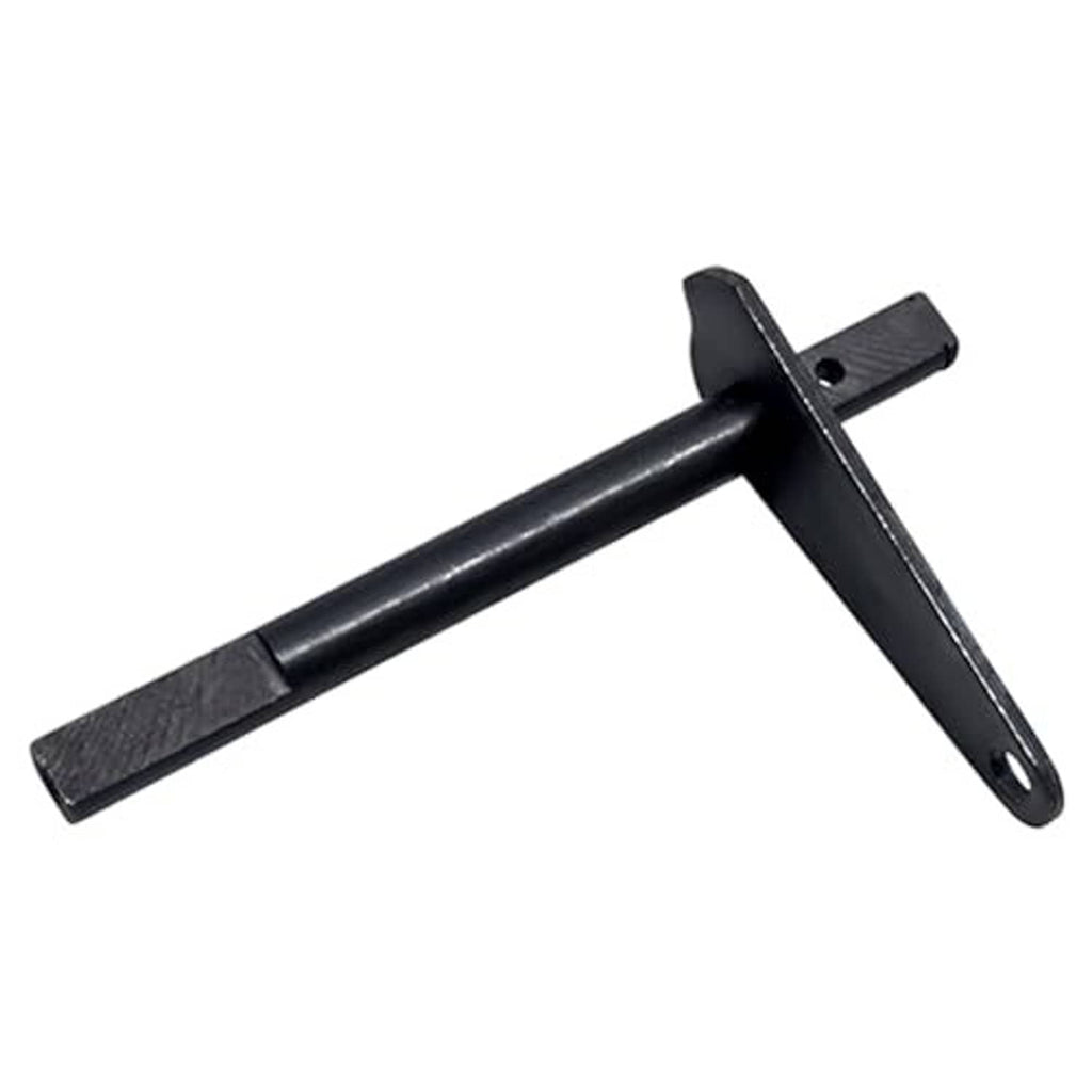 Metal bell crank weldment with right-side mounting hole plate, dark finish