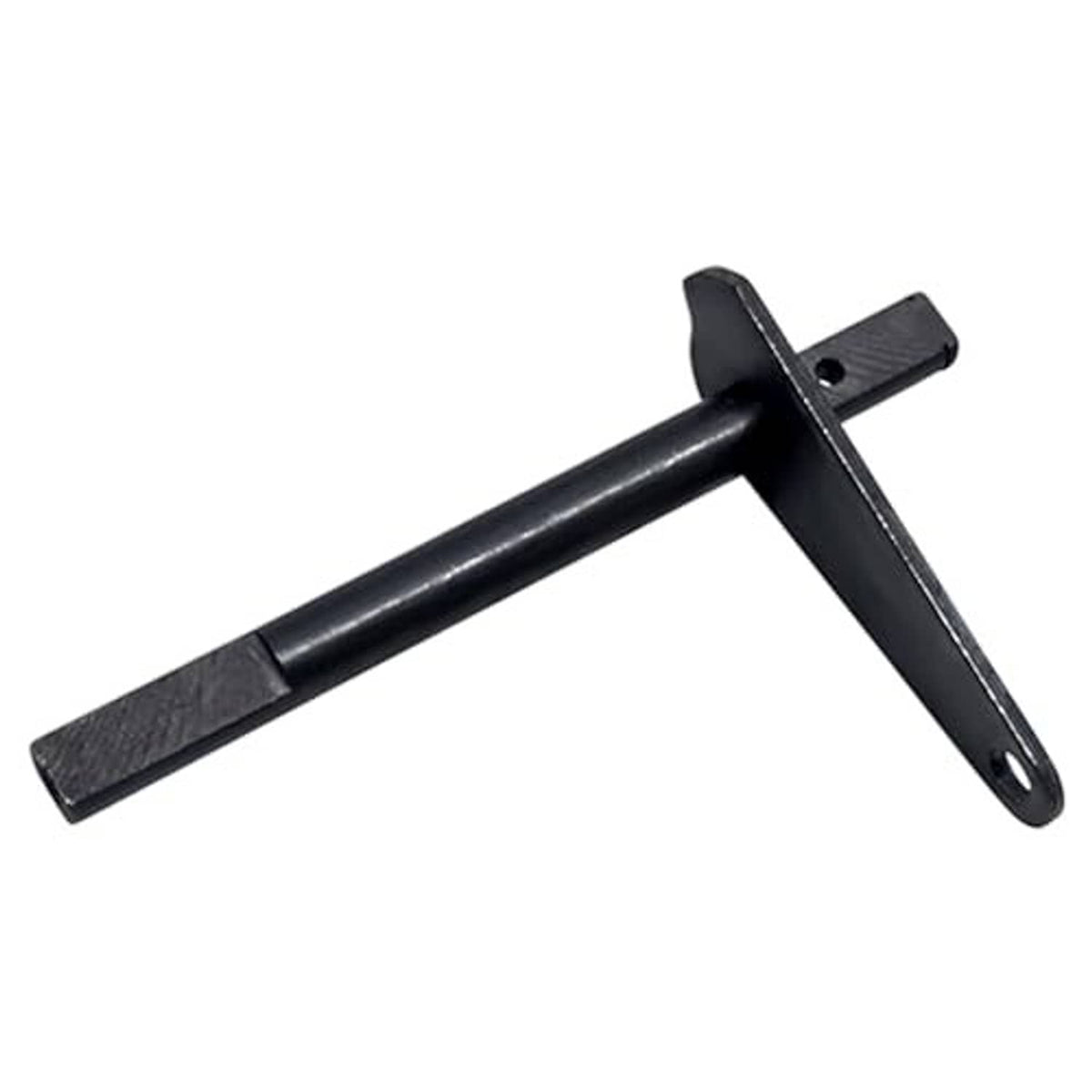 Metal bell crank weldment with right-side mounting hole plate, dark finish