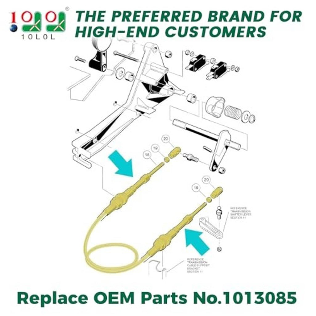 Transmission shift forward/reverse cable parts diagram with illustrated replaceable hardware.
