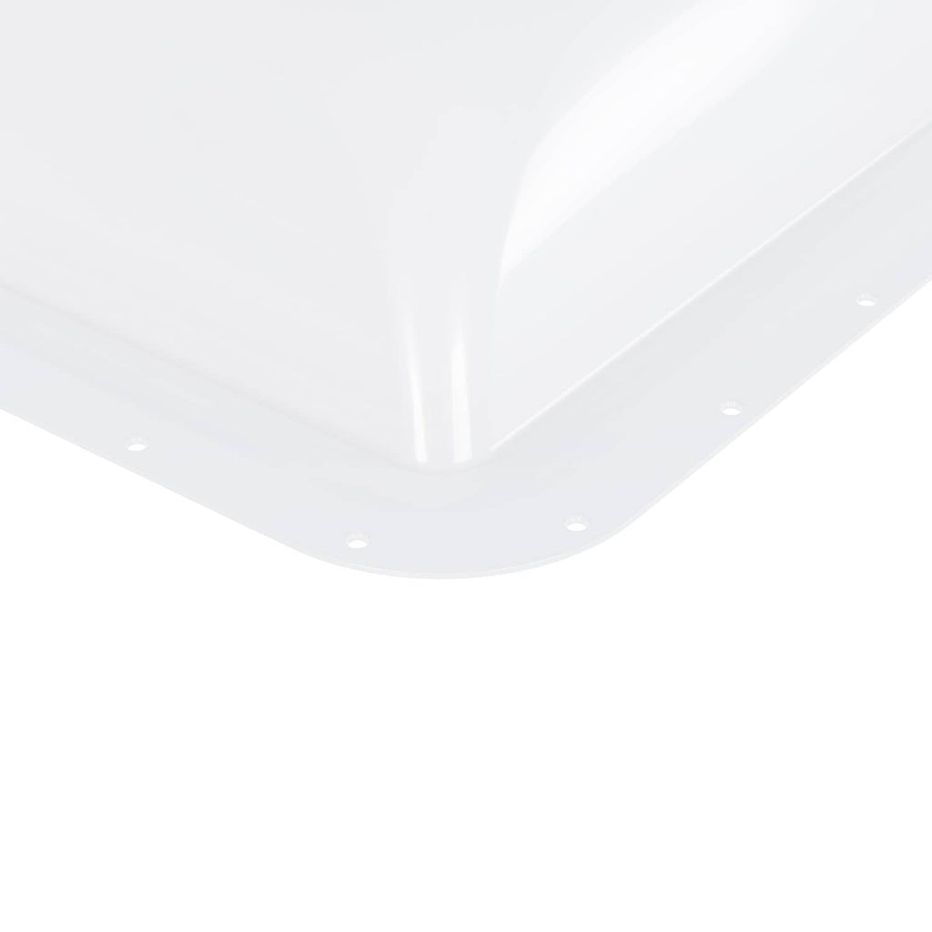 White curved skylight cover edge with mounting holes and fasteners