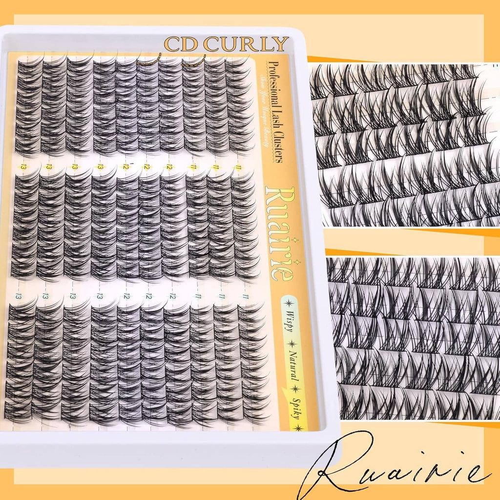 Lash clusters sheet with black CD-curly clusters and segmented strip bands
