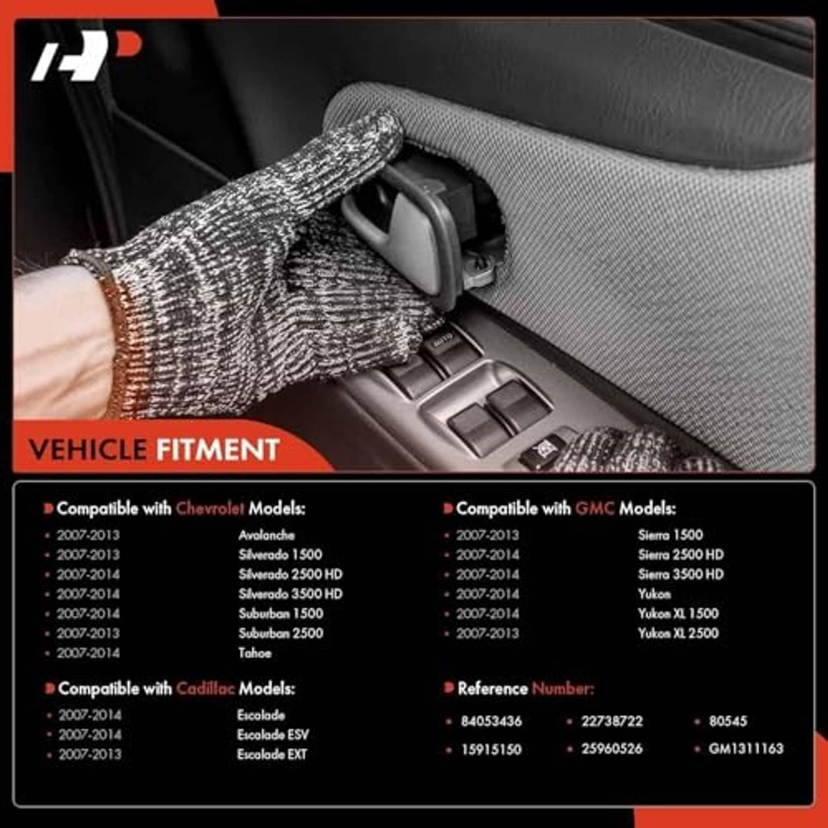 Front right exterior door handle installed inside vehicle door panel