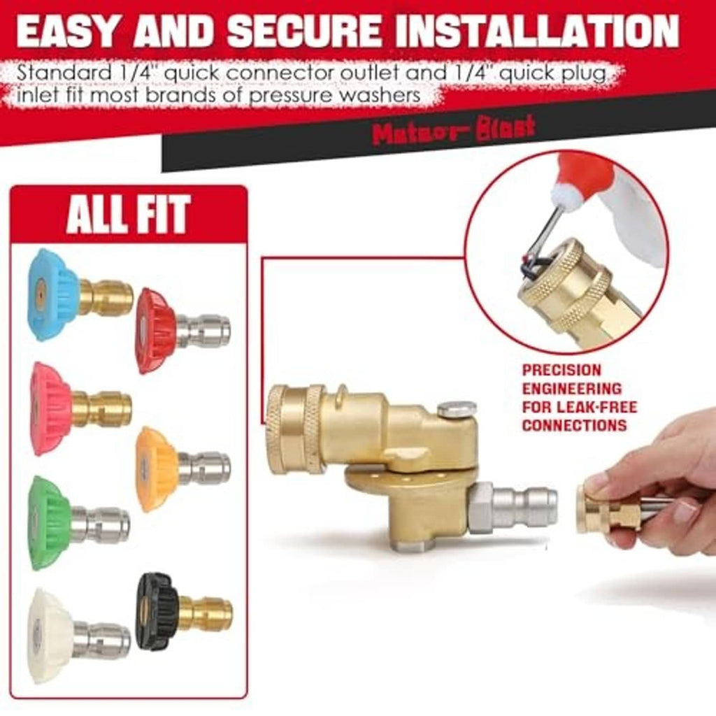 Brass quick-connector coupler for pressure washer, with pull pin and quick-connect outlet