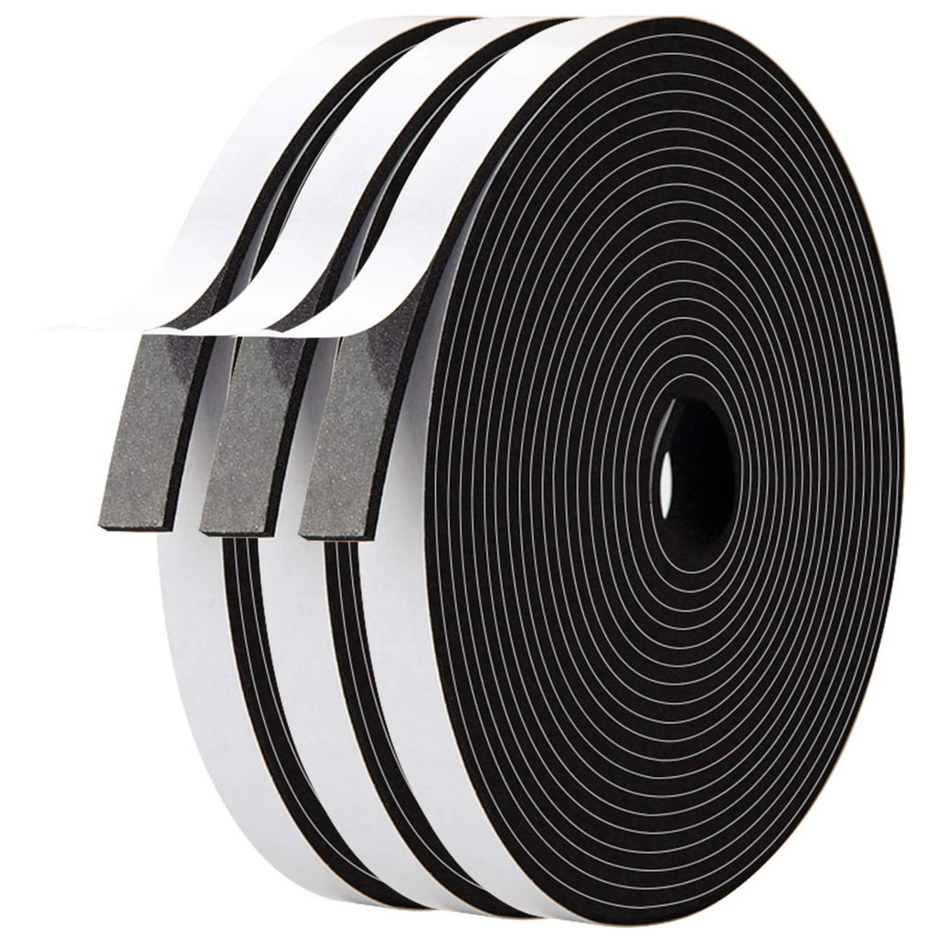 Black foam seal tape roll, 1/2 in wide continuous strip