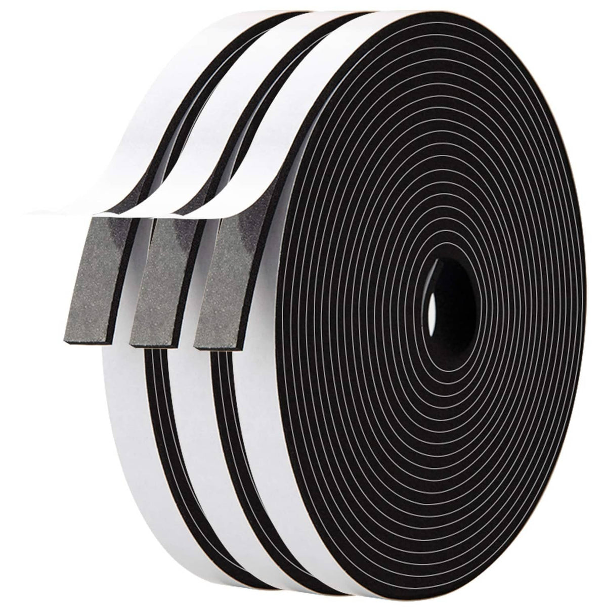 Black foam seal tape roll, 1/2 in wide continuous strip