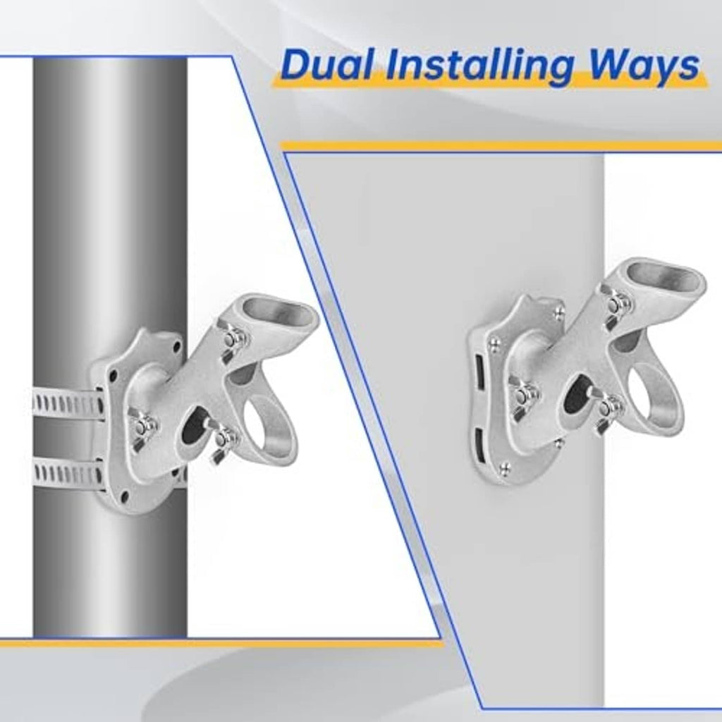 Stainless steel flag pole mounting brackets with dual mounting clips on pole