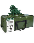 Green Christmas tree storage bag with handles and shoulder strap, padded cover.