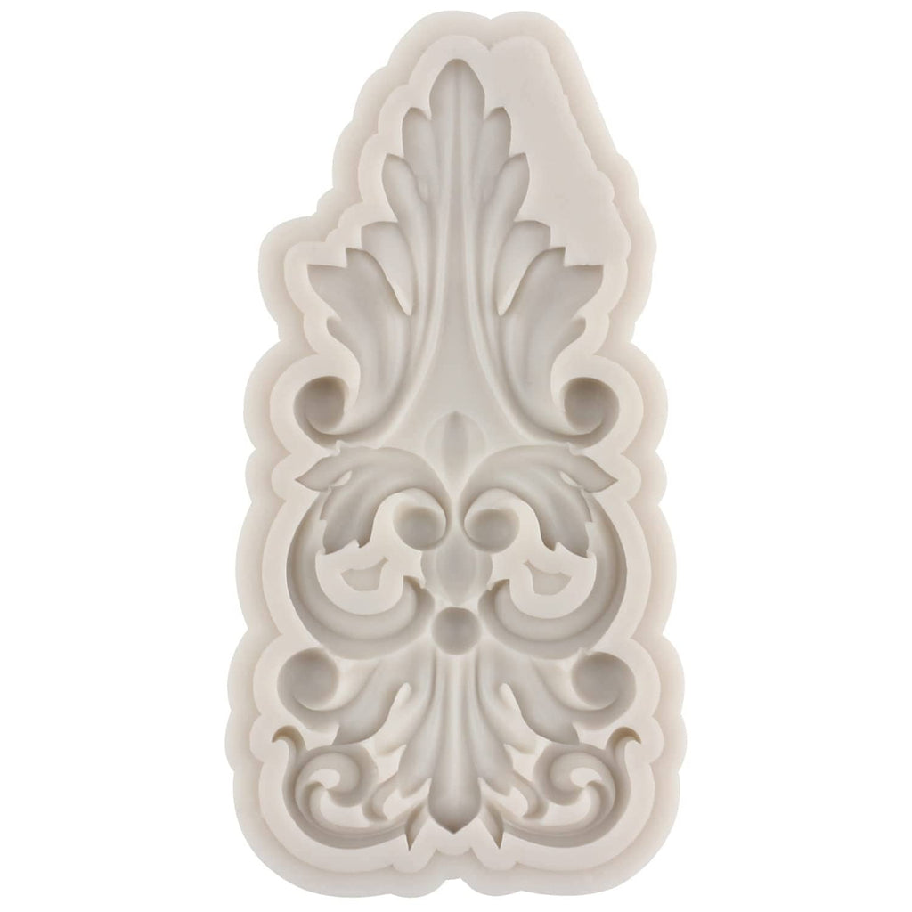 Baroque floral ornament lace silicone mold with leaf and curl details