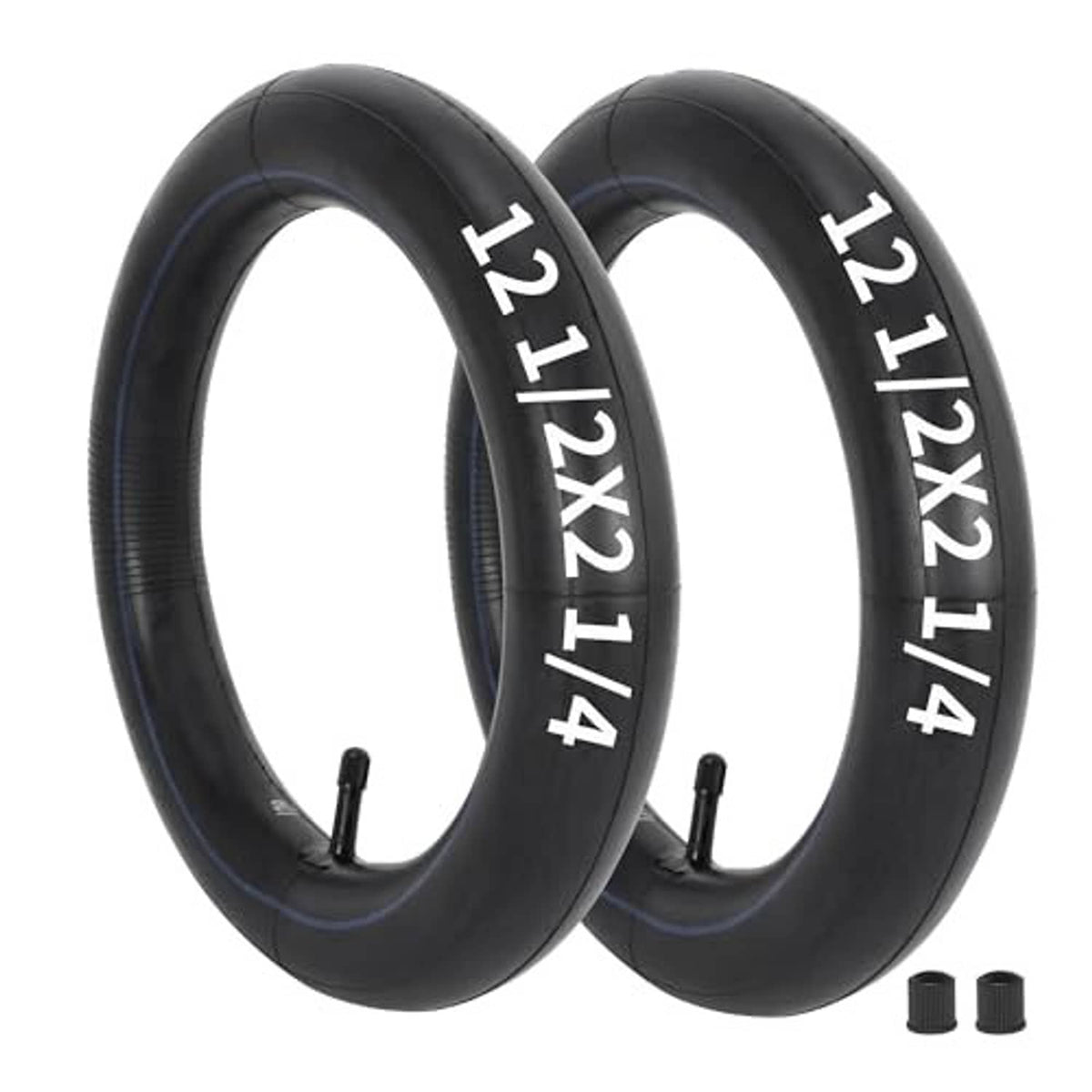 Black 12.5x2.25 bike inner tubes, two-pack with straight valve stems