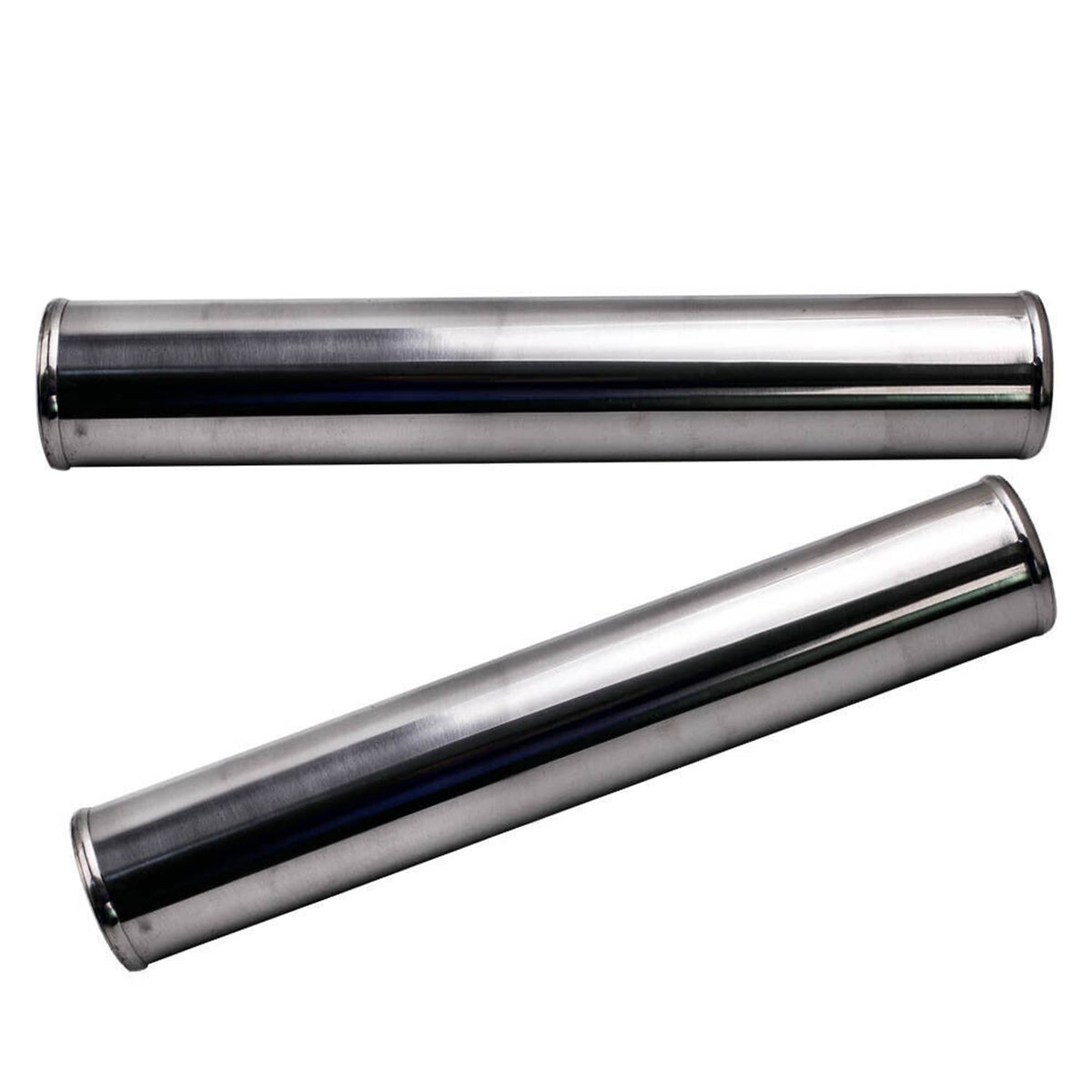 Polished aluminum straight tube sections with open ends