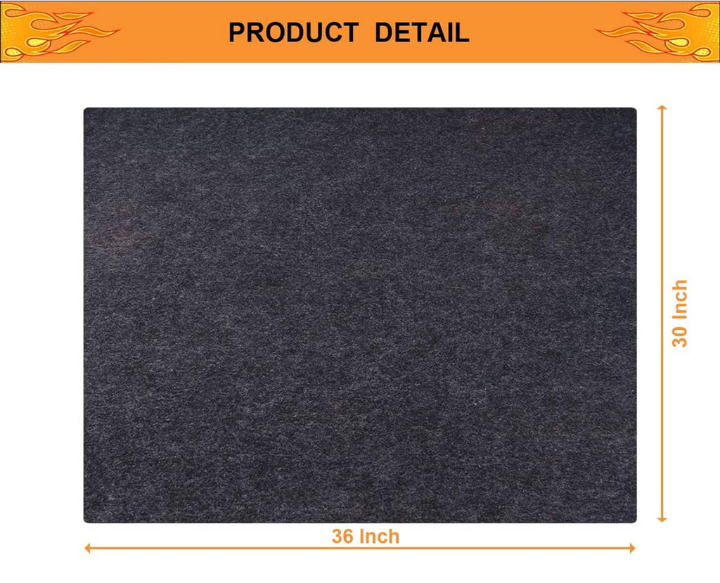 Rectangular dark gray under grill mat, 36 x 30 inch