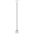 Black 92-inch double shepherds hook pole with two curved hooks and 4-prong stake base
