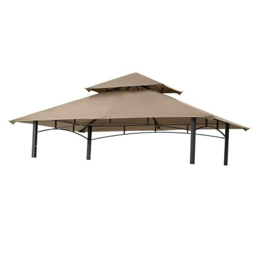 Beige grill gazebo replacement canopy top with vented roof and black support poles