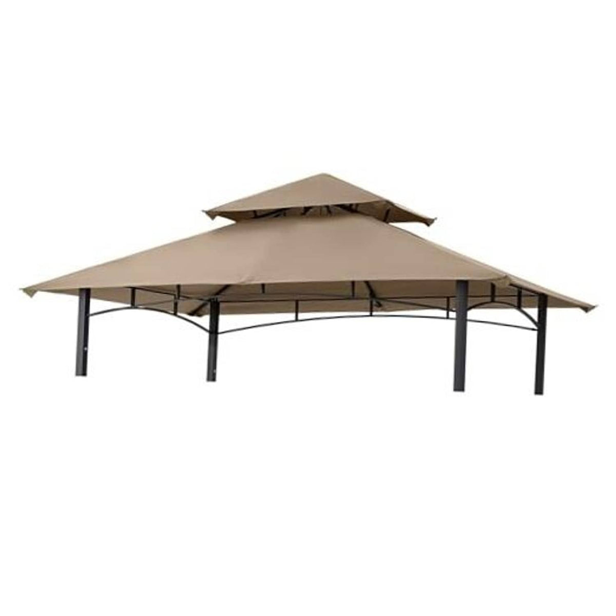 Beige grill gazebo replacement canopy top with vented roof and black support poles
