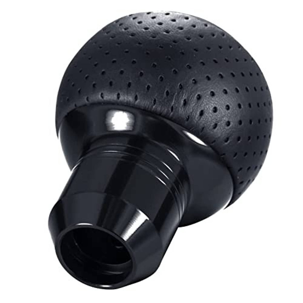 Black leather-look 5-speed shifter knob with engraved shift positions and round base