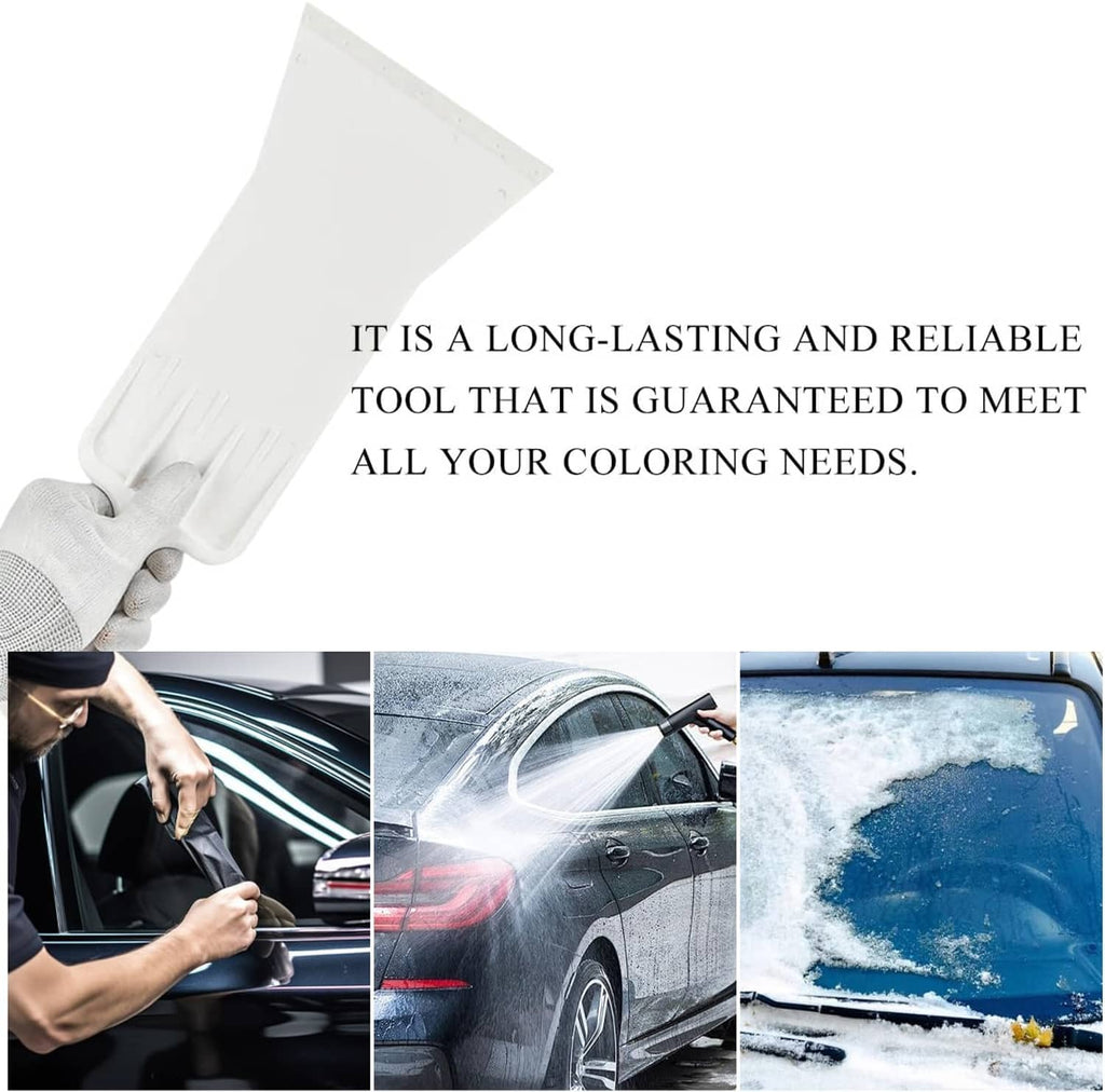 Flat white squeegee scraper for applying window tint film to vehicle glass