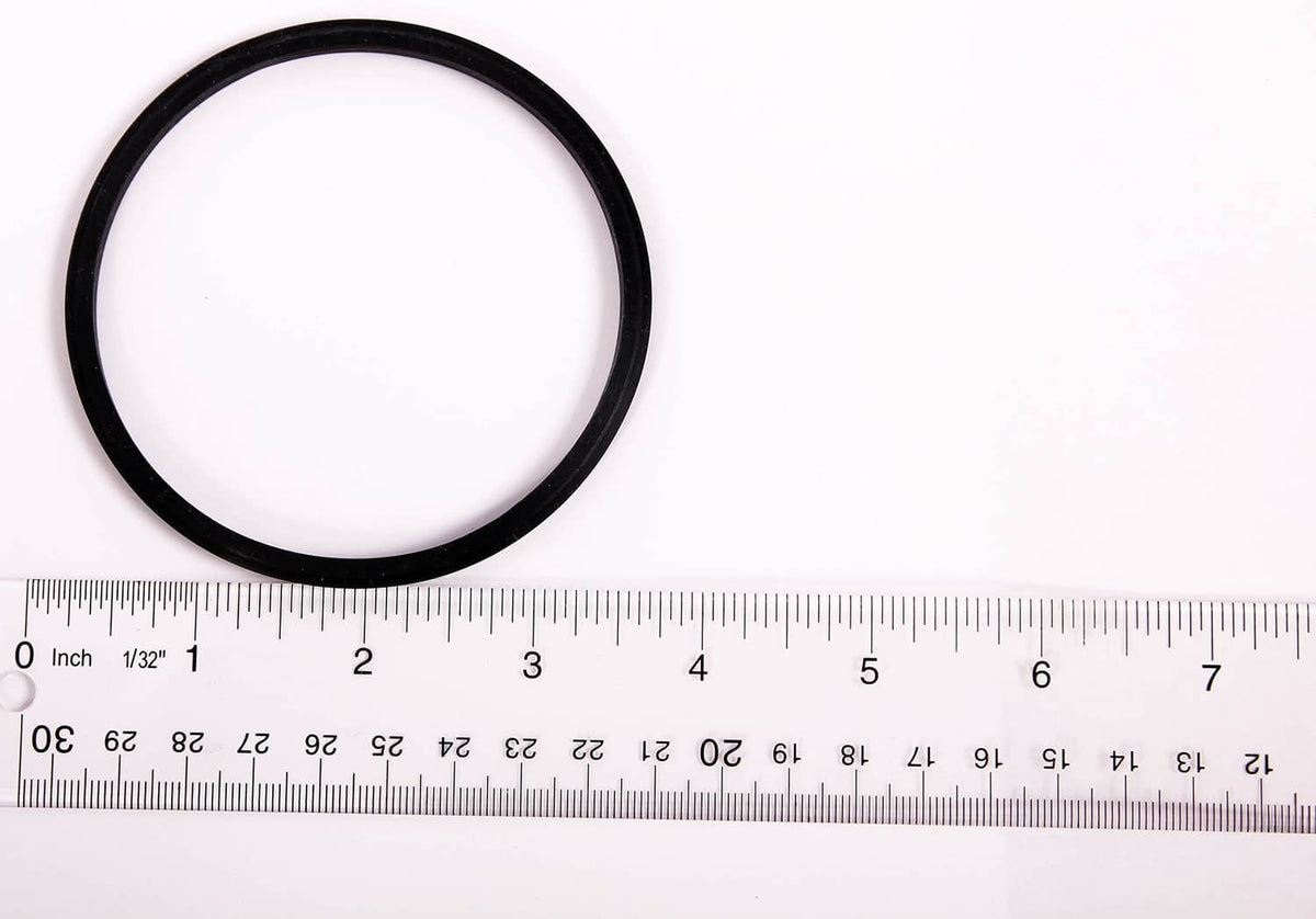Black rubber gasket seal ring with sizing ruler for measurement