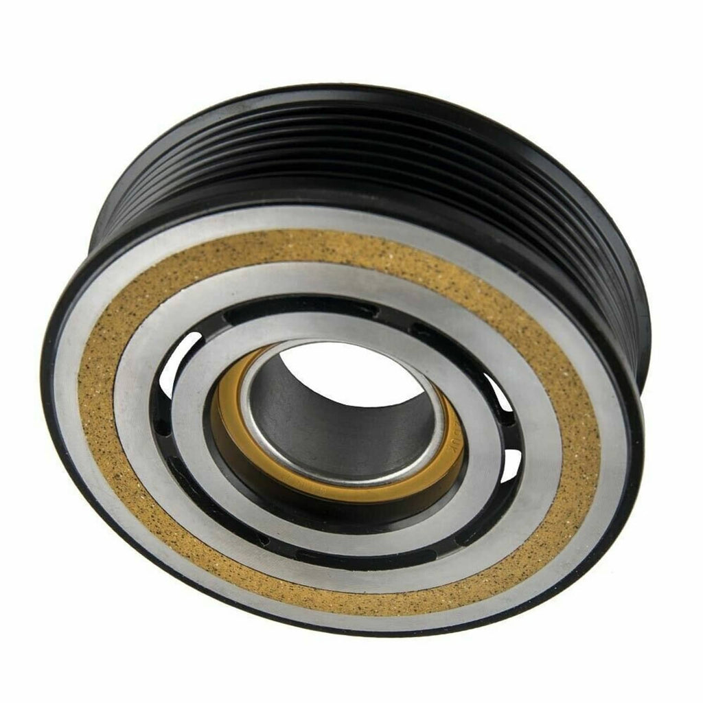 AC compressor clutch pulley with black housing and bronze friction ring