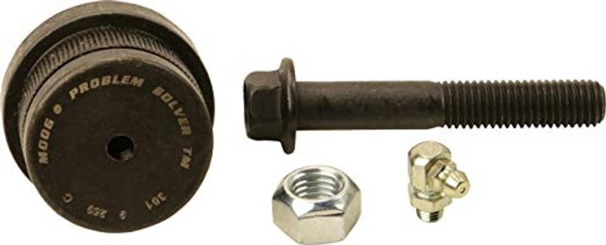 Front upper suspension ball joint with rubber boot, threaded stud, and hex nuts