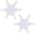 Bed sheet detangler with 6 clips: light blue elastic cross straps with white plastic buckles