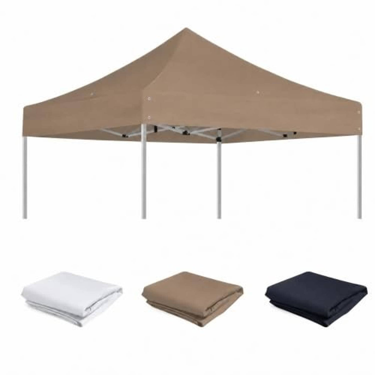 Khaki canopy top with snap tabs and corner grommets for 10x10 frames