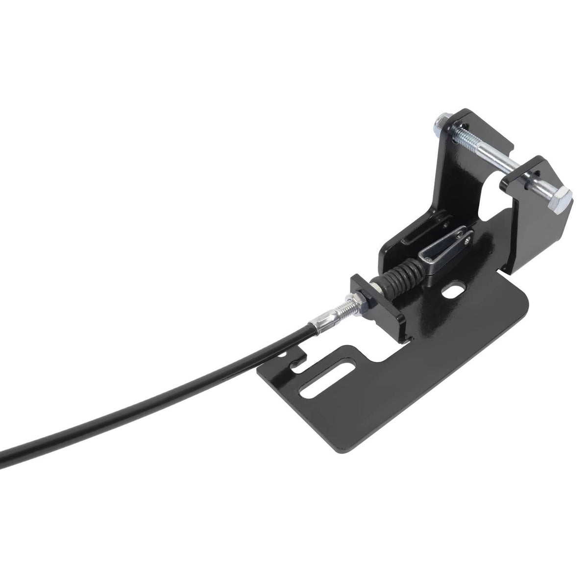 Black mounting base with chute blocker plate, spring mechanism and lever