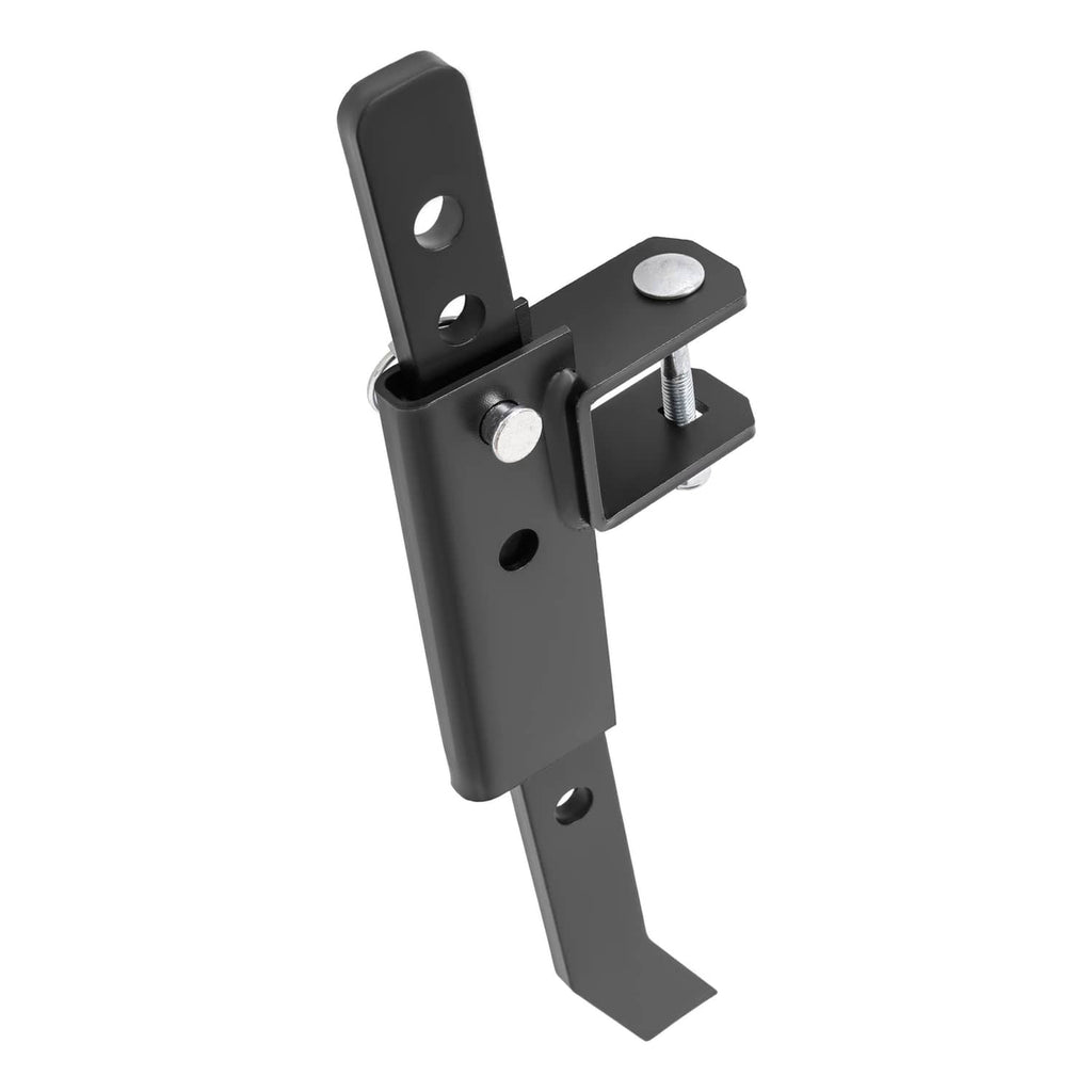 Powder-coated steel chisel plow bracket with clamp bar, mounting holes, and chisel tip